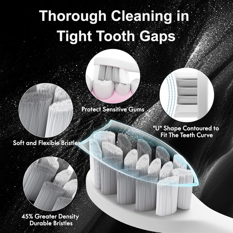 Kuicur Diamond Style - Electric Toothbrush, 10 Brush Heads & Travel Case, 42,000 VPM Electric Motor & Wireless Charging, 15 Modes with Smart Timer, Ultra Whitening Toothbrush for Adults and Kids - Image 4